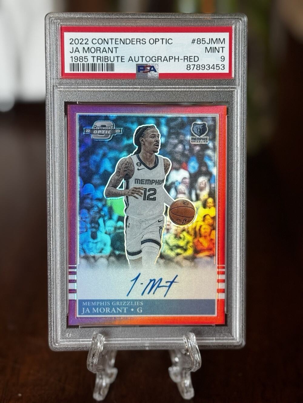 Panini Contenders Optic Ja Morant 1985 Tribute Auto Red Prizm /60 #85-JMM PSA 9